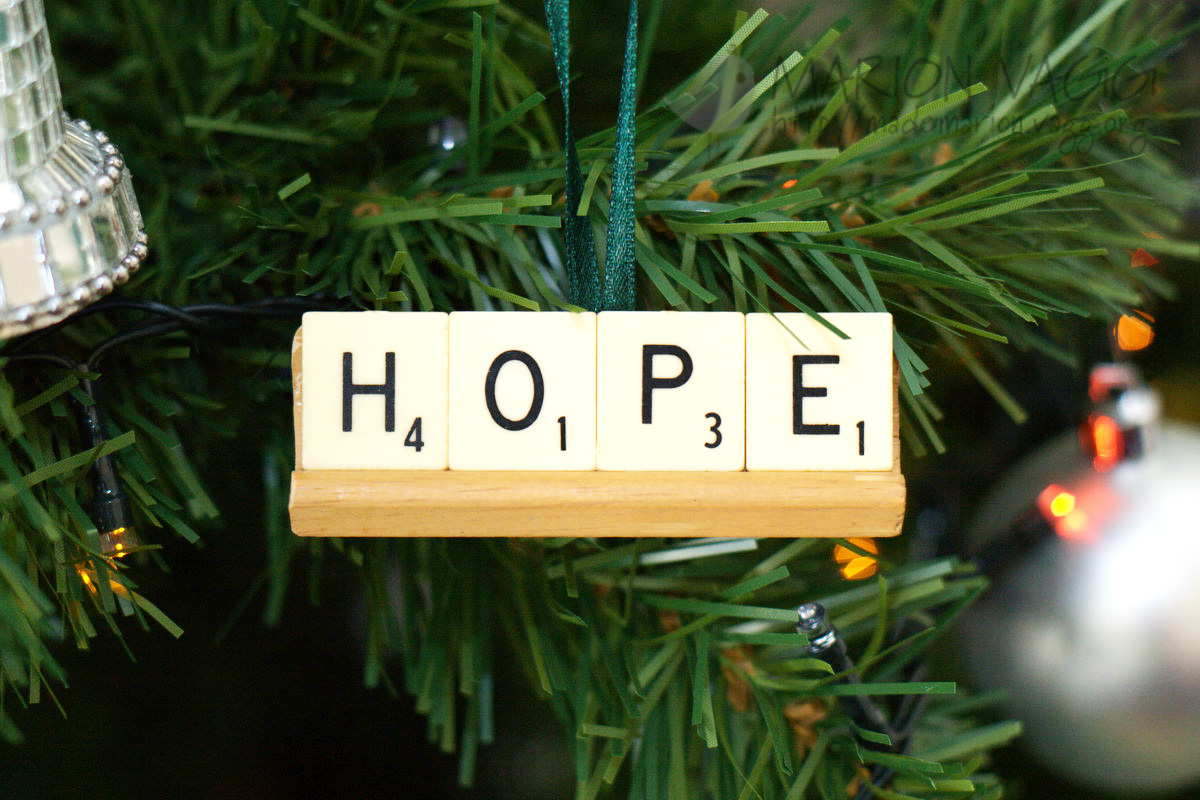 Scrabble tile ornament - Hope | Marion Vagg