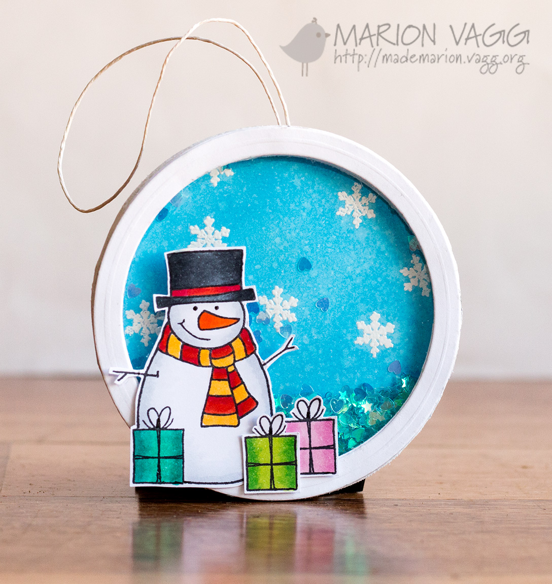 JD snowman shaker ornament | Marion Vagg